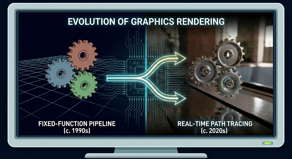Evolution of PC Graphics Rendering Pipeline: From Fixed‑Function Era to Real‑Time Path Tracing